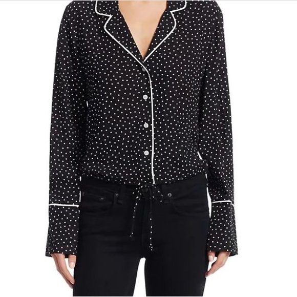 Scripted Polka Dot Crop Longsleeve Top from Saks NWT - Picture 4 of 8